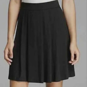 Eileen Fisher Short Pleated Skirt Black Swing Pull On Elastic Waist Womens small